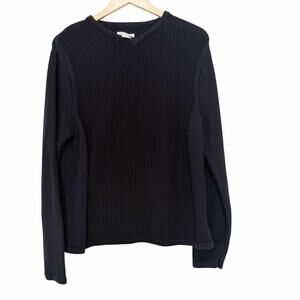 Carbon 2 Cobalt Black Serendipity Cashmere Cotton Knit Sweater Sz M